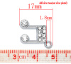 Imagen de Colgantes Aleación + Brillantito de Nota musical Tono de Plata Rhinestone Blanco 17.0mm x 15.0mm, 10 Unidades 