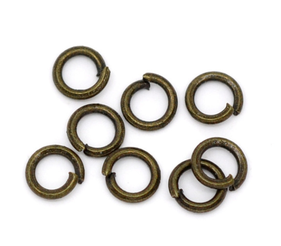 Immagine di 1500 Pz 4mm Dia, 0.7mm(21 misura) Lega di Ferro Aperto Stile Anello di Salto Bronzo Antico Tondo