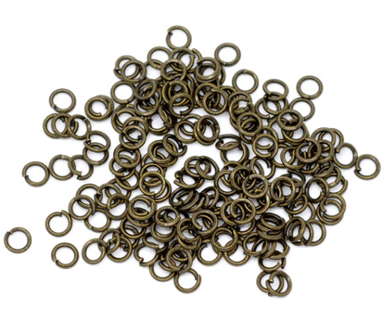 Immagine di 1500 Pz 4mm Dia, 0.7mm(21 misura) Lega di Ferro Aperto Stile Anello di Salto Bronzo Antico Tondo