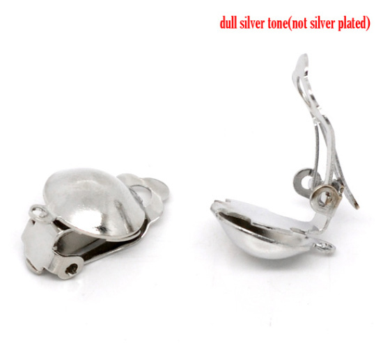 Bild von Eisen(Legierung) Ohrringe Klappbrisuren mit Öse Silberfarbe 20mm x 12mm 50 Stück