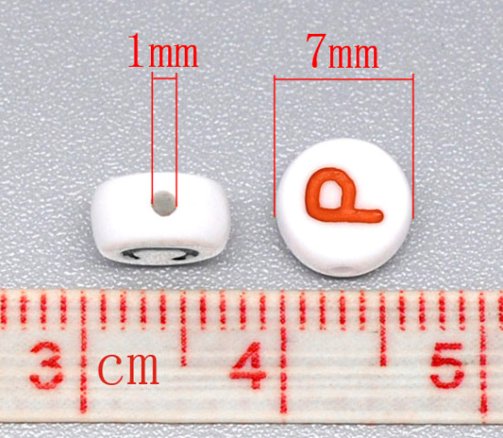 Immagine di Acrilato Separatori Perline Tondo Piatto Colore Misto Lettere "A-Z" Disegno Circa 7mm Dia, Foro: Circa 1mm, 500 Pz