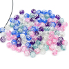 Picture of Acrylic Silver Accent Bubblegum Beads Rose Flower At Random Mixed Foil About 8mm Dia, Hole: Approx 1mm, 500 PCs