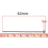 Picture of 200 PCs Iron Based Alloy Pins Antique Bronze 62mm long, 0.8mm