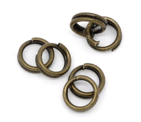 Image de 1000 Pcs 4mm Dia, 0.6mm(taille 23) Anneaux de Jonction pour la Fabrication de Bijoux Double Cercle Ouvert en Alliage de Fer Bronze Antique Rond
