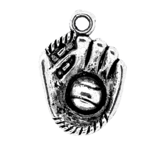 Picture of Zinc Based Alloy Sport Pendants Glove Antique Silver Color 21mm x 15mm, 20 PCs