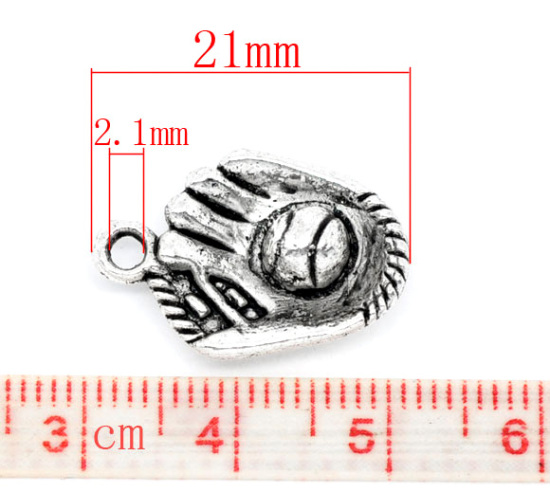 Picture of Zinc Based Alloy Sport Pendants Glove Antique Silver Color 21mm x 15mm, 20 PCs