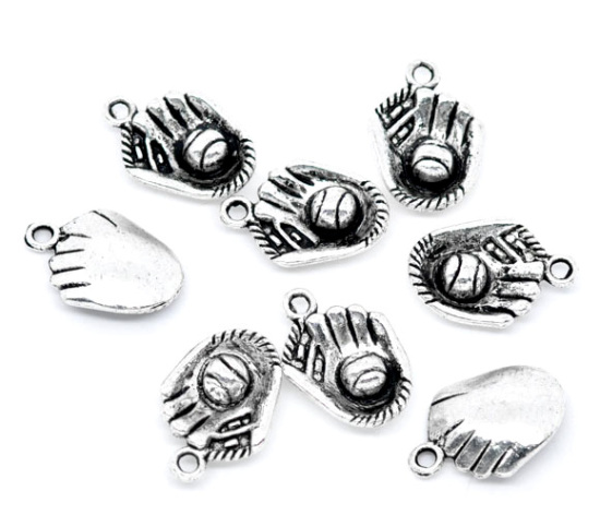 Picture of Zinc Based Alloy Sport Pendants Glove Antique Silver Color 21mm x 15mm, 20 PCs