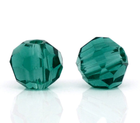 Crystal Glass Loose Beads Ball Malachite Green Faceted Transparent About 4mm Dia, Hole: Approx 1mm, 200 PCs