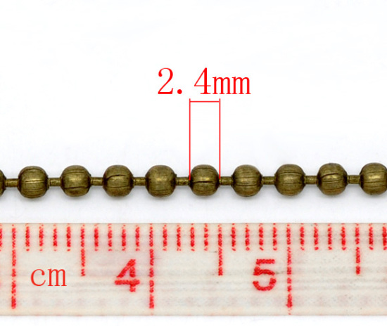 Bild von Eisen(Legierung) Kugelkette Kette Antik Bronze 2.4mm D., 10 Meter