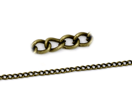 Alloy Open Link Curb Chain Findings Antique Bronze 4x3mm(1/8"x1/8"), 10 M