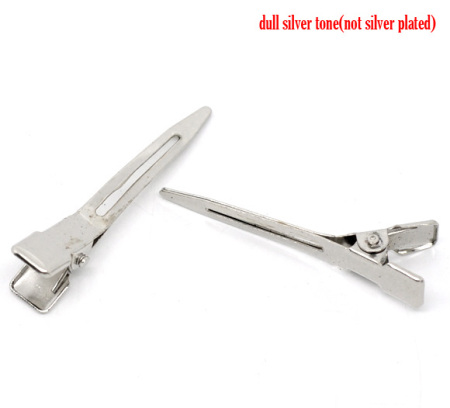 Image de Pinces à Cheveux en Alliage Dent Argent Mat 45mm x 10mm, 50 PCs