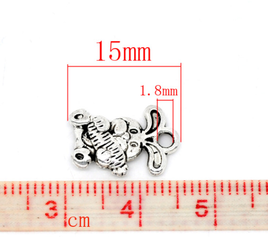 Imagen de Colgantes Zamak Conejo Rábano Animal Plata Antigua Rhinestone 15mm x 10mm, 100 Unidades
