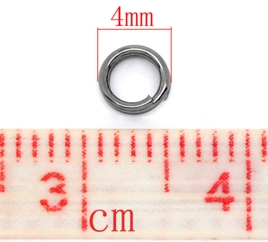 Immagine di 1000 Pz 4mm Dia, 0.6mm(23 misura) Lega di Ferro Doppio Diviso Stile Anello di Salto Pistola Nera Tondo