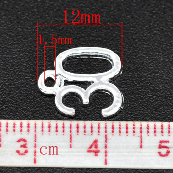 Immagine di Lega di Zinco Charm Ciondoli Numero Argento Placcato Nulla Disegno 30 Intagliato 12.0mm x 10.0mm, 50 Pz