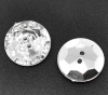 Picture of Acrylic Sewing Buttons Scrapbooking 2 Holes Round Clear & Silver Plated Faceted 18mm( 6/8") Dia, 60 PCs