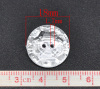 Picture of Acrylic Sewing Buttons Scrapbooking 2 Holes Round Clear & Silver Plated Faceted 18mm( 6/8") Dia, 60 PCs