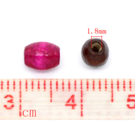 Image de Perles en Bois Tonneau Couleur au Hasard 6mm x 5mm - 6mm x 4mm, Tailles de Trous: 1.8mm, 1500 Pcs