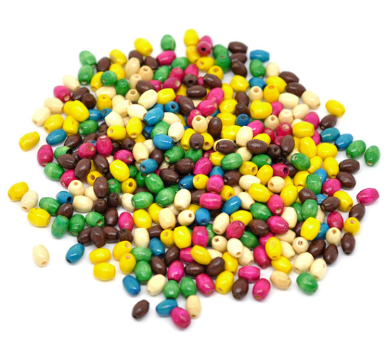 Image de Perles en Bois Tonneau Couleur au Hasard 6mm x 5mm - 6mm x 4mm, Tailles de Trous: 1.8mm, 1500 Pcs