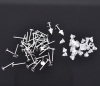 Image de Apprêts de Boucles d'Oreilles Puces en Alliage avec Embouts Forme Rond Argenté 12mm x 4mm, Epaisseur de Fil: (21 gauge), 1000 Pcs