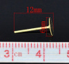 Bild von Eisen(Legierung) Ohrstecker mit Ohrstopper Rund Vergoldet 12mm x 6mm, Drahtstärke: (21 gauge), 800 Stück