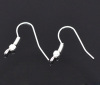 Picture of Iron Based Alloy Ear Wire Hooks Earring Findings Silver Plated 19mm x 18mm, Post/ Wire Size: (21 gauge), 300 PCs