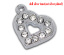 Picture of Silver Tone Rhinestone Heart Charm Pendants 17x17mm, sold per packet of 10
