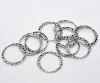 Picture of 20 PCs Zinc Based Alloy Hammered Connectors Charms Pendants Antique Silver Color Circle Ring 30mm x 28mm