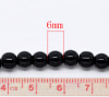 Picture of Glass Pearl Imitation Beads Round Black About 6mm Dia, Hole: Approx 1mm, 30cm long, 5 Strands (Approx 55 PCs/Strand)