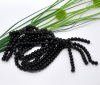 Picture of Glass Pearl Imitation Beads Round Black About 6mm Dia, Hole: Approx 1mm, 30cm long, 5 Strands (Approx 55 PCs/Strand)