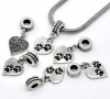 Picture of European Style Large Hole Charm Dangle Beads Heart Antique Silver Bear's Paw Pattern 31mm x 14mm, 20 PCs