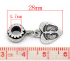 Picture of European Style Large Hole Charm Dangle Beads Heart Antique Silver Footprint Pattern 28mm x 12mm, 20 PCs