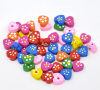 Picture of Wood Spacer Beads Heart At Random Mixed Flower Pattern About 14mm x 13mm, Hole: Approx 2mm, 15 PCs
