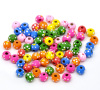 Picture of Wood Spacer Beads Round At Random Mixed Flower Pattern About 10mm x 9mm, Hole: Approx 3.6mm, 300 PCs