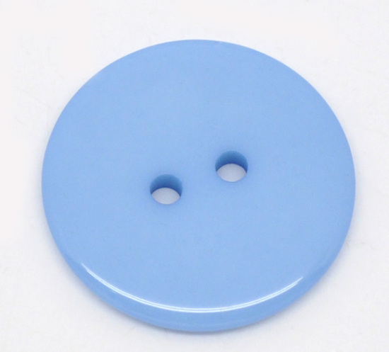 Picture of Resin Sewing Buttons Scrapbooking 2 Holes Round Blue 23mm( 7/8") Dia, 50 PCs