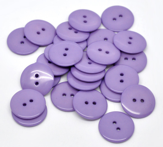 Picture of Resin Sewing Buttons Scrapbooking 2 Holes Round Purple 23mm( 7/8") Dia, 50 PCs