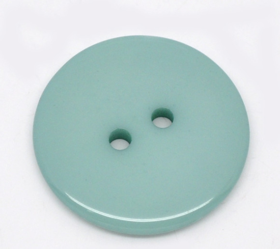 Picture of Resin Sewing Buttons Scrapbooking 2 Holes Round Cyan 23mm( 7/8") Dia, 50 PCs