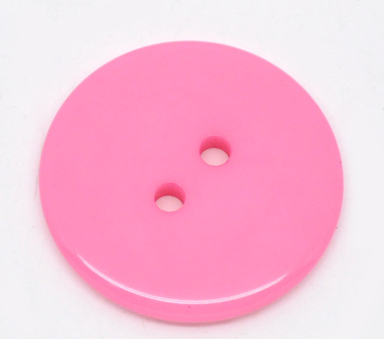 Picture of Resin Sewing Buttons Scrapbooking 2 Holes Round Fuchsia 23mm( 7/8") Dia, 50 PCs