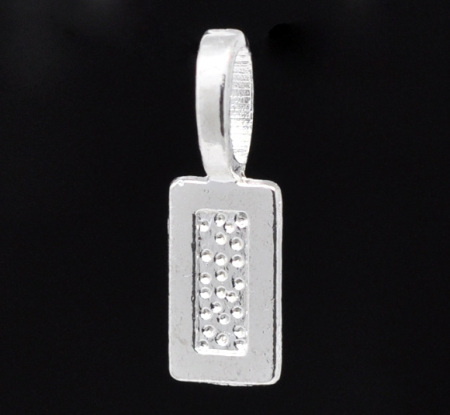Picture of Zinc Based Alloy Glue On Bails Rectangle Silver Plated 21mm x 7mm, 50 PCs