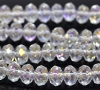 Picture of Crystal Glass Loose Beads Round Transparent AB Rainbow Color Aurora Borealis Faceted About 8mm x 6mm, Hole: Approx 1mm, 42cm long, 5 Strands (Approx 72 PCs/Strand)