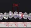 Picture of Crystal Glass Loose Beads Round Transparent AB Rainbow Color Aurora Borealis Faceted About 8mm x 6mm, Hole: Approx 1mm, 42cm long, 5 Strands (Approx 72 PCs/Strand)
