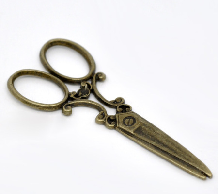 Zinc Based Alloy Pendants Scissors Antique Bronze (Can Hold ss16 ss12 Rhinestone) 60mm(2 3/8") x 25mm(1"), 20 PCs