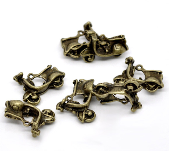 Picture of Zinc Metal Alloy 3D Charm Pendants Scooter Antique Bronze 23mm x17mm( 7/8" x 5/8"), 10 PCs