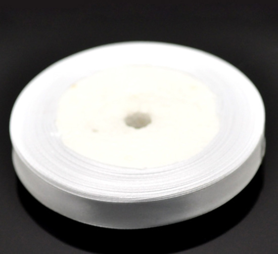 Picture of Polyester Easter Satin Ribbon White About 12.6mm( 4/8"), 1 Roll(Approx 25 Yards/Roll)