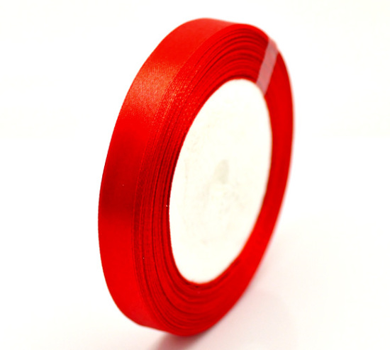 Picture of Polyester Easter Satin Ribbon Red About 12.6mm( 4/8"), 1 Roll(Approx 25 Yards/Roll)