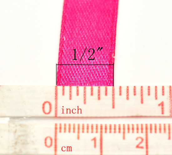 Picture of Polyester Easter Satin Ribbon Fuchsia About 12.6mm( 4/8"), 1 Roll(Approx 25 Yards/Roll)