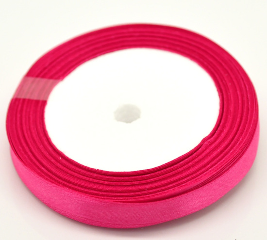 Picture of Polyester Easter Satin Ribbon Fuchsia About 12.6mm( 4/8"), 1 Roll(Approx 25 Yards/Roll)