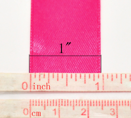 Bild von Polyester Satinband Schmuckbänder Fuchsie, 24mm, 1 Rolle(ca. 25 Yards/Rolle)