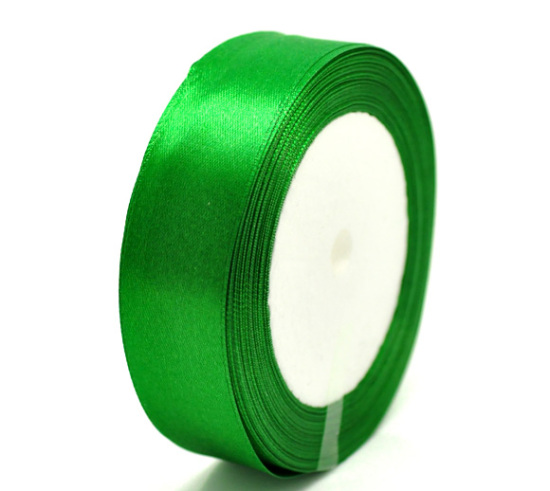 Bild von Polyester Satinband Schmuckbänder Grün, 24mm, 1 Rolle(ca. 25 Yards/Rolle)