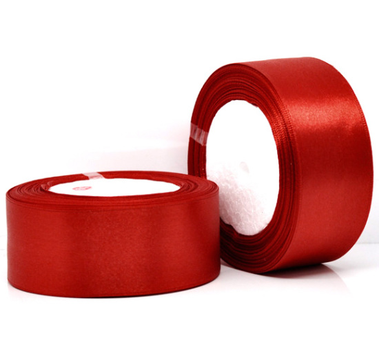 Image de Ruban en Polyester Satin Rouge 40.7mm, 1 Rouleau(Env. 25 Yards/Rouleau)