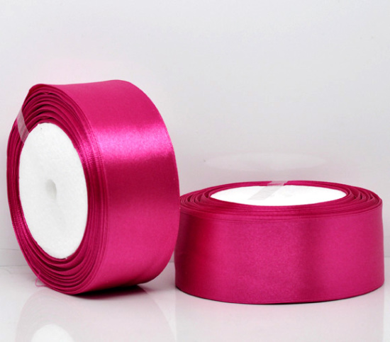 Picture of Polyester Easter Satin Ribbon Fuchsia 40.7mm(1 5/8"), 1 Roll(Approx 25 Yards/Roll)